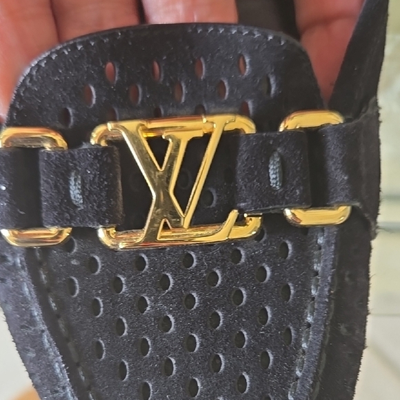 Louis Vuitton Black Loafers with Gold Accents LOGO - Picture 13 of 15